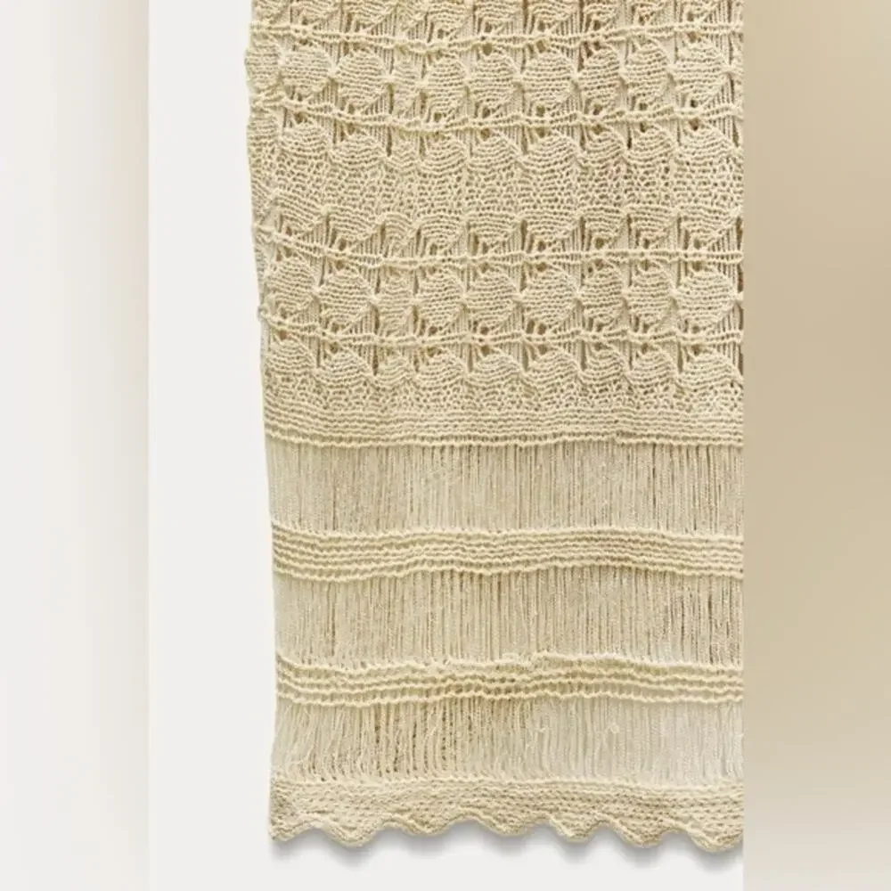 ZARA LONG CROCHET TRIM SKIRT